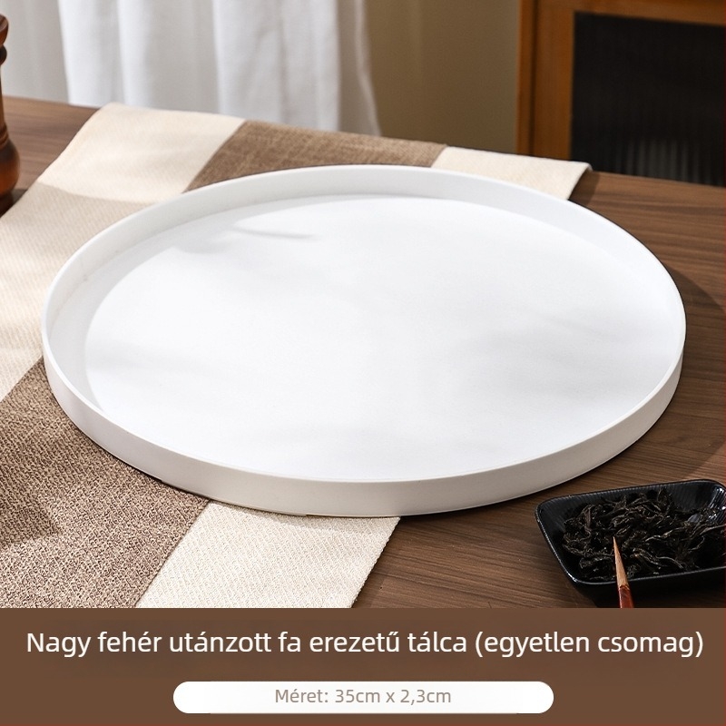 Kerek, fa mintázatú műanyag tál szállodák számára – pohár tároló és tároló a szobákban, fürdőszobában és étteremben