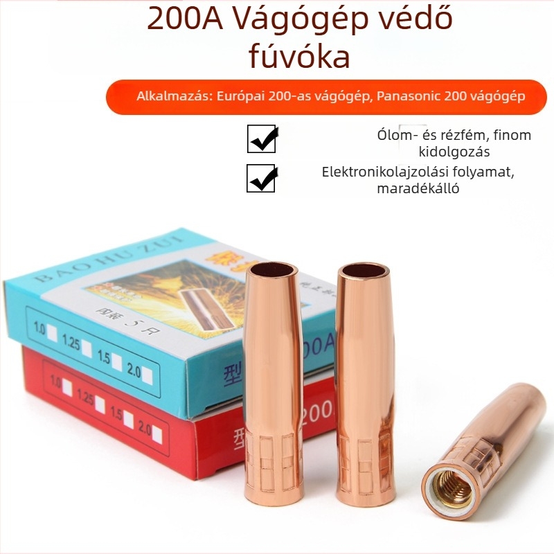 Varróvédő fúvóka rézvastagított hüvellyel, 200A, CO2 védőgázas, fémek hegesztéséhez