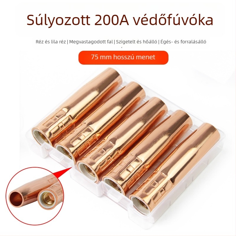 Varróvédő fúvóka rézvastagított hüvellyel, 200A, CO2 védőgázas, fémek hegesztéséhez