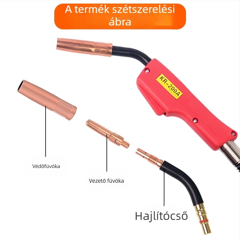 Varróvédő fúvóka rézvastagított hüvellyel, 200A, CO2 védőgázas, fémek hegesztéséhez