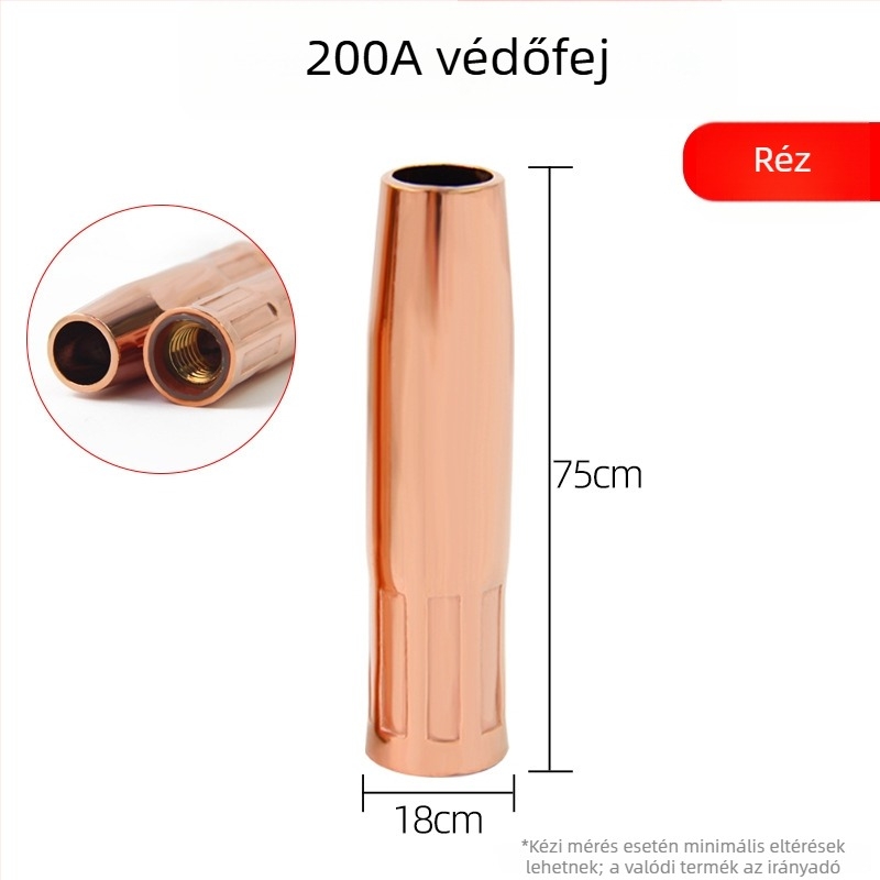 Varróvédő fúvóka rézvastagított hüvellyel, 200A, CO2 védőgázas, fémek hegesztéséhez