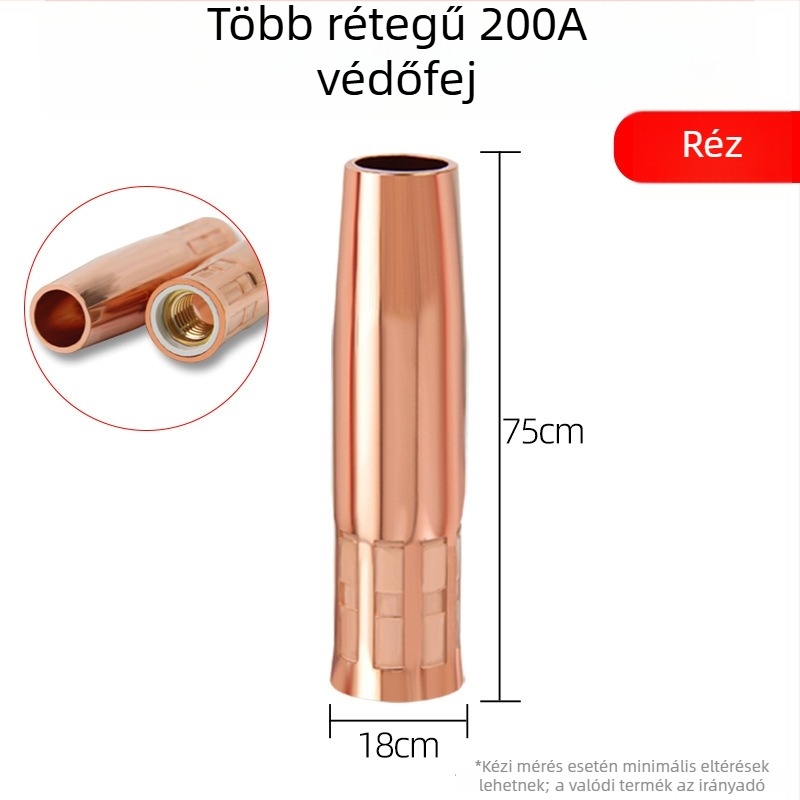 Varróvédő fúvóka rézvastagított hüvellyel, 200A, CO2 védőgázas, fémek hegesztéséhez