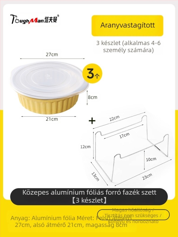 Egyszer használatos forrófazék készlet szabadtéri kempingezéshez, alumíniumfóliás fazérral és alkoholos főzővel
