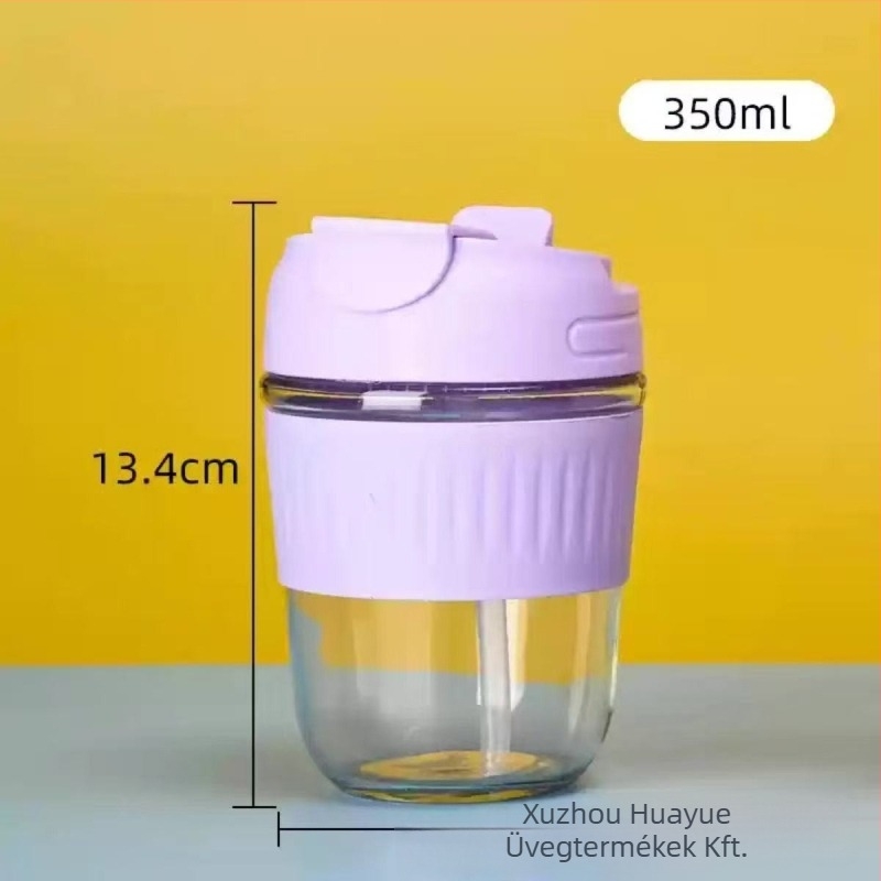 Szódalime üvegpohár vízhez szívószállal, modern minimalista stílus, logó nyomtatás lehetséges, szivárgásmentes és hőálló