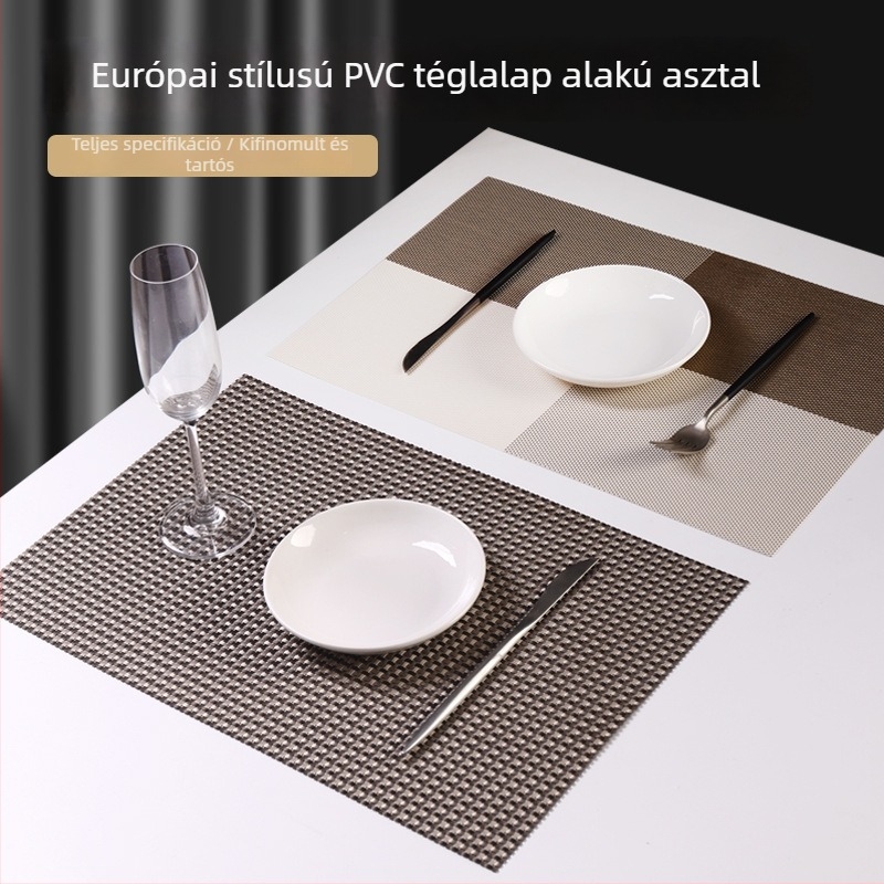 PVC asztali alátét, nordic stílus, négyzet alakú, egyszínű minta, szállodák és éttermek számára
