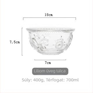 Üveg desszertes tál európai retro reliefttel és virágos mintával, hőálló üveg, elektroplatált felület, logó nyomtatás személyre szabható