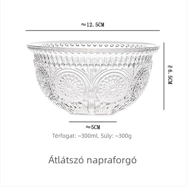 Üveg desszertes tál európai retro reliefttel és virágos mintával, hőálló üveg, elektroplatált felület, logó nyomtatás személyre szabható