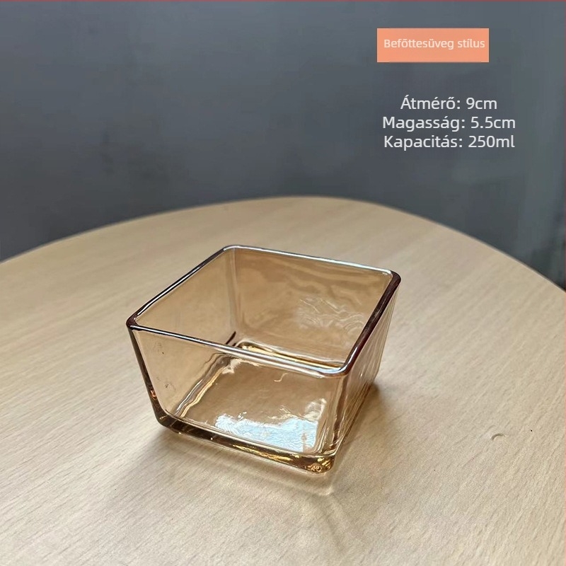 Négyszögletes üveg tál desszertekhez, modern minimalist dizájn, logó nyomtatva, testreszabható