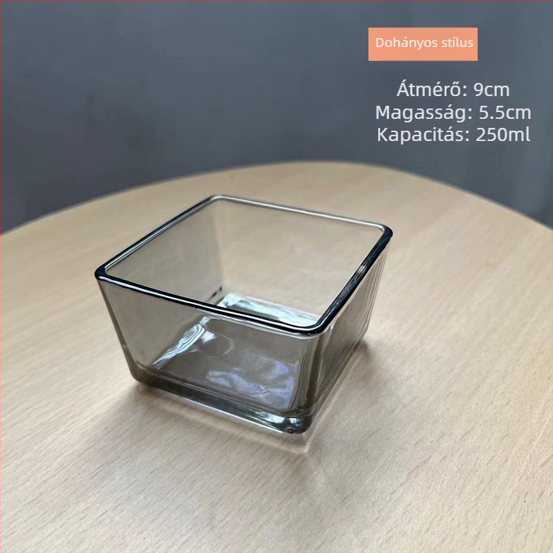 Négyszögletes üveg tál desszertekhez, modern minimalist dizájn, logó nyomtatva, testreszabható