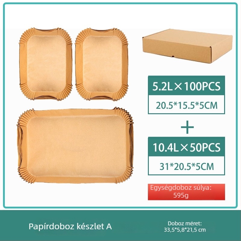 Cool energy Négyszögletes sütőpapír légkeverős sütőhöz, fa celulóz alapanyag, élelmiszer-minőségű szilikon bevonattal, 40 g/m²