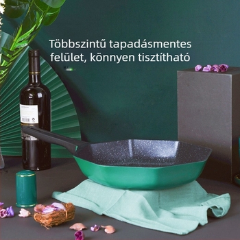 Nyolcszögletű Maifan kő serpenyő, tapadásmentes, üvegfedővel, 1.1 kg