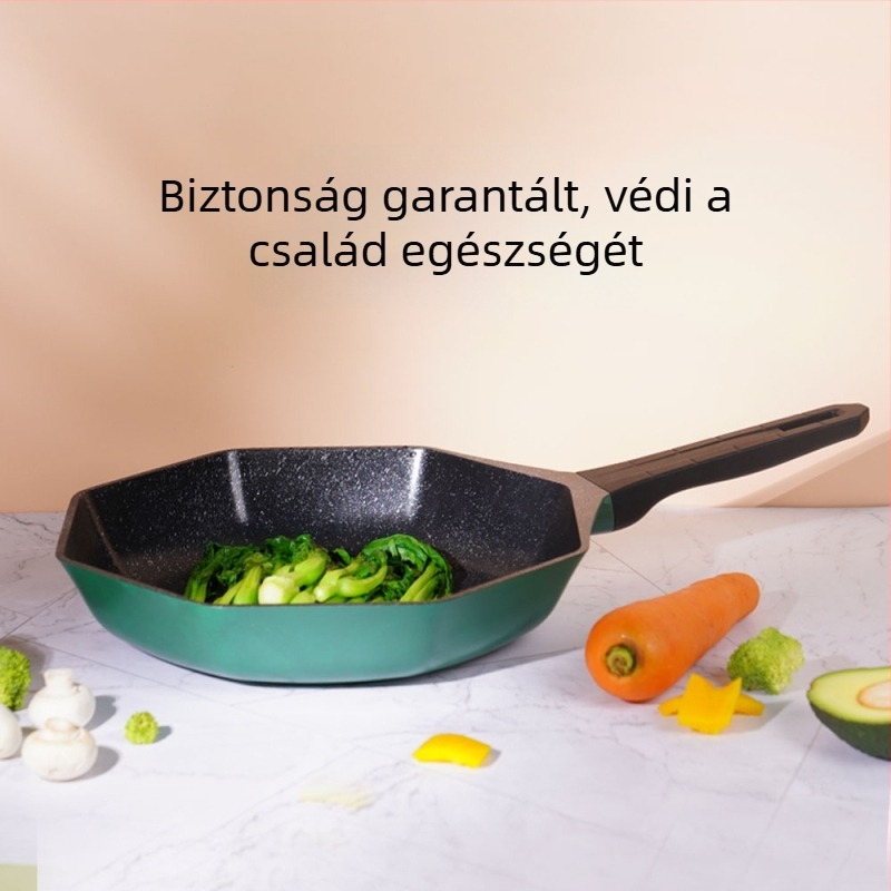 Nyolcszögletű Maifan kő serpenyő, tapadásmentes, üvegfedővel, 1.1 kg