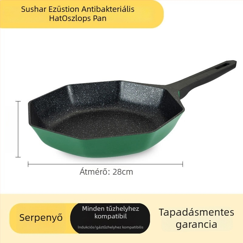 Nyolcszögletű Maifan kő serpenyő, tapadásmentes, üvegfedővel, 1.1 kg