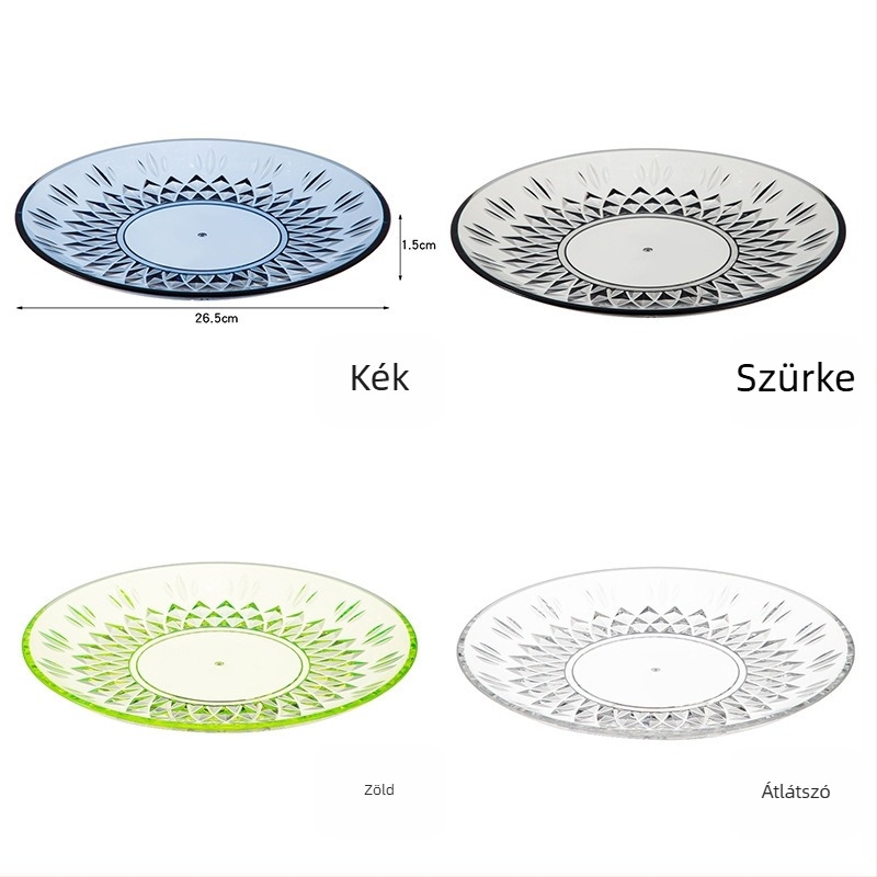 6 részes PS víz-készlet, üveghez hasonló külsővel, ütésálló: hidegvíz-palack, víztál, pohár és tál