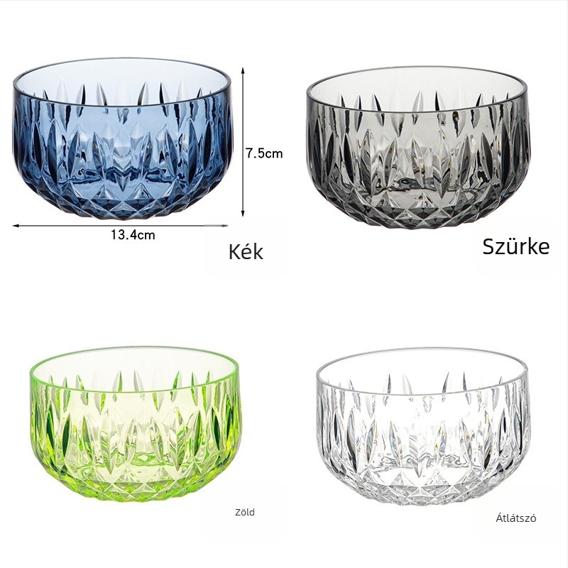 6 részes PS víz-készlet, üveghez hasonló külsővel, ütésálló: hidegvíz-palack, víztál, pohár és tál