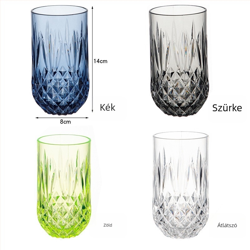 6 részes PS víz-készlet, üveghez hasonló külsővel, ütésálló: hidegvíz-palack, víztál, pohár és tál