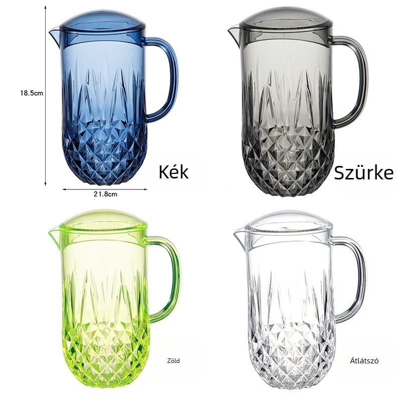 6 részes PS víz-készlet, üveghez hasonló külsővel, ütésálló: hidegvíz-palack, víztál, pohár és tál