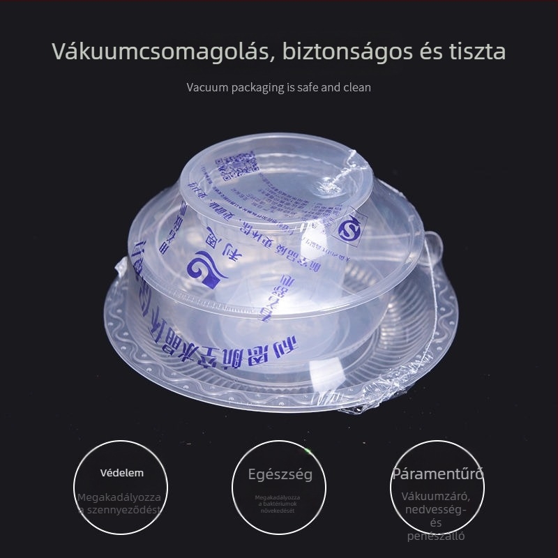 Egyszer használatos étkezési készlet, négy darabos, vastagított kialakítású, élelmiszer-minőségű műanyagból, nem biológiailag lebomló