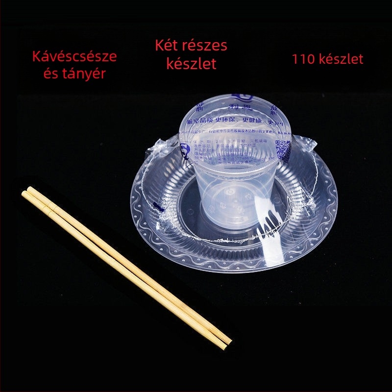 Egyszer használatos étkezési készlet, négy darabos, vastagított kialakítású, élelmiszer-minőségű műanyagból, nem biológiailag lebomló