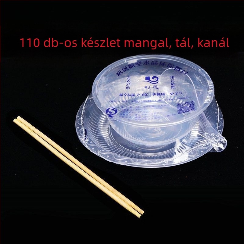 Egyszer használatos étkezési készlet, négy darabos, vastagított kialakítású, élelmiszer-minőségű műanyagból, nem biológiailag lebomló