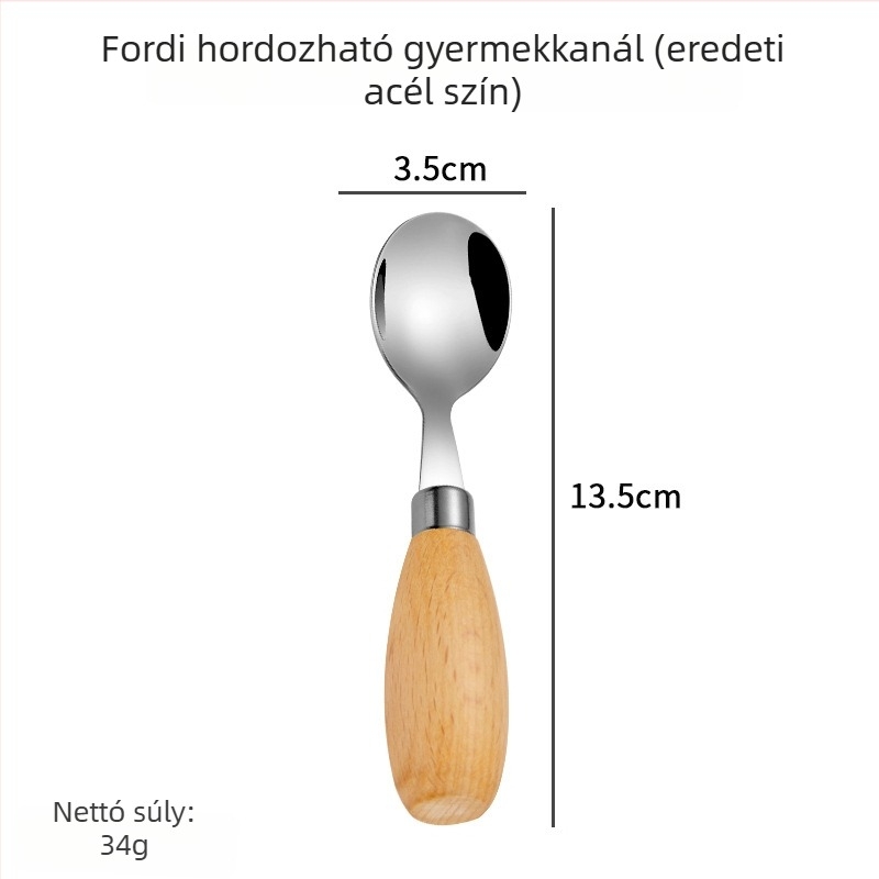 Hongjunda 304 rozsdamentes acél – gyerekeknek kanál és villa, minimalist stílus, 6 hónap kortól