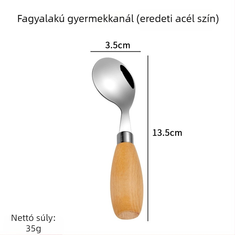 Hongjunda 304 rozsdamentes acél – gyerekeknek kanál és villa, minimalist stílus, 6 hónap kortól