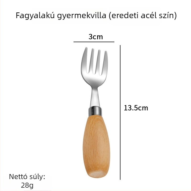 Hongjunda 304 rozsdamentes acél – gyerekeknek kanál és villa, minimalist stílus, 6 hónap kortól