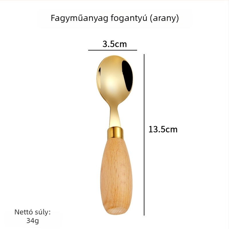 Hongjunda 304 rozsdamentes acél – gyerekeknek kanál és villa, minimalist stílus, 6 hónap kortól