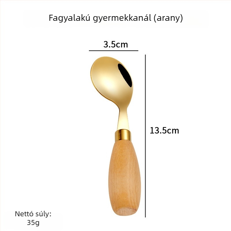 Hongjunda 304 rozsdamentes acél – gyerekeknek kanál és villa, minimalist stílus, 6 hónap kortól