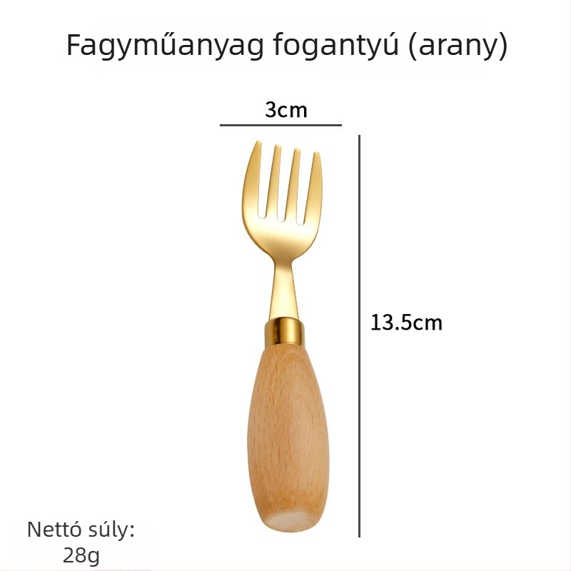 Hongjunda 304 rozsdamentes acél – gyerekeknek kanál és villa, minimalist stílus, 6 hónap kortól