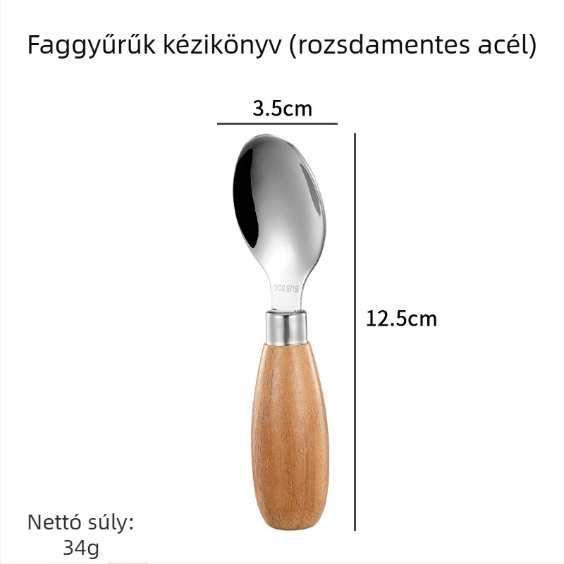 Hongjunda 304 rozsdamentes acél – gyerekeknek kanál és villa, minimalist stílus, 6 hónap kortól