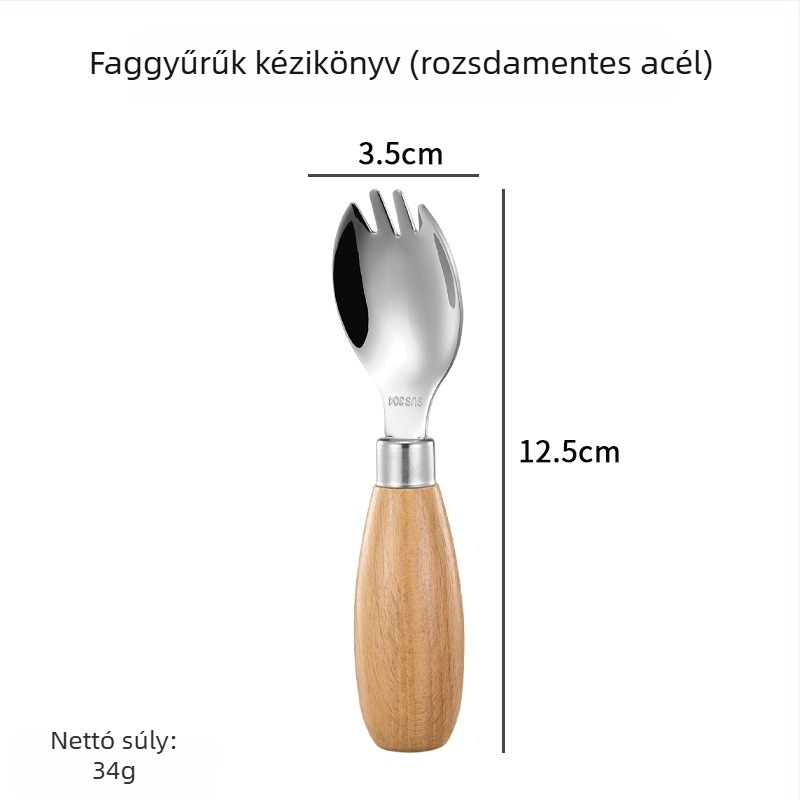 Hongjunda 304 rozsdamentes acél – gyerekeknek kanál és villa, minimalist stílus, 6 hónap kortól