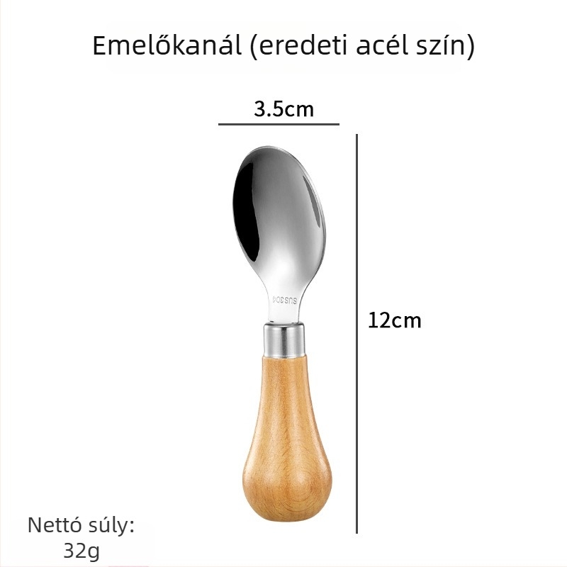 Hongjunda 304 rozsdamentes acél – gyerekeknek kanál és villa, minimalist stílus, 6 hónap kortól