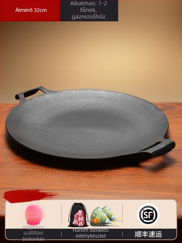 Vasból készült négyszögletes teppanyaki serpenyő – elektroforezises felület, kínai stílus, szabadtéri kempinghez