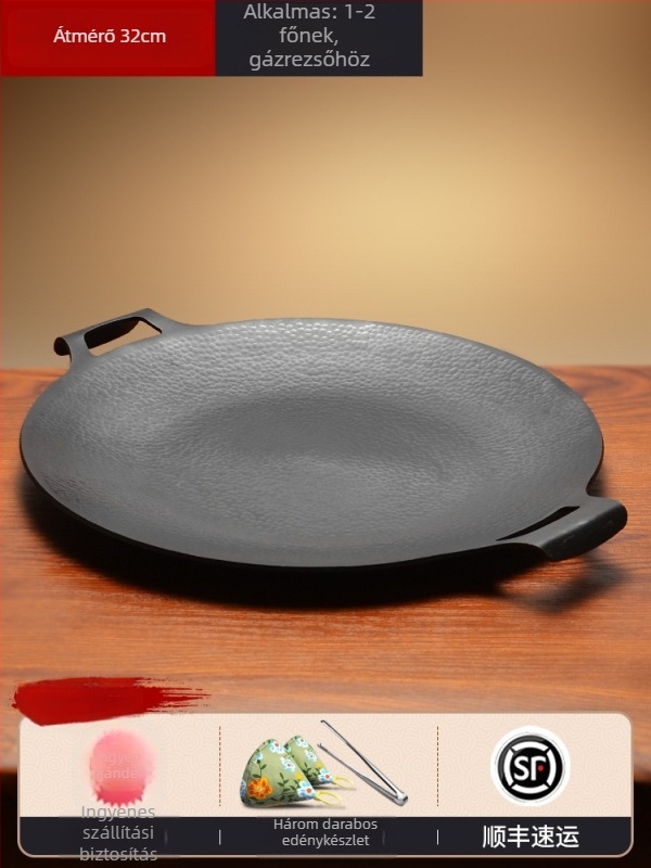 Vasból készült négyszögletes teppanyaki serpenyő – elektroforezises felület, kínai stílus, szabadtéri kempinghez