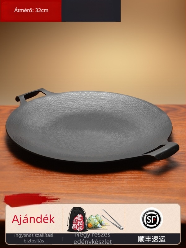 Vasból készült négyszögletes teppanyaki serpenyő – elektroforezises felület, kínai stílus, szabadtéri kempinghez