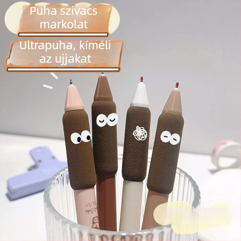 Fekete visszahúzható gél toll, európai stílus, diákoknak, gyorsan száradó, sima írás, 0,5 mm tollhegye