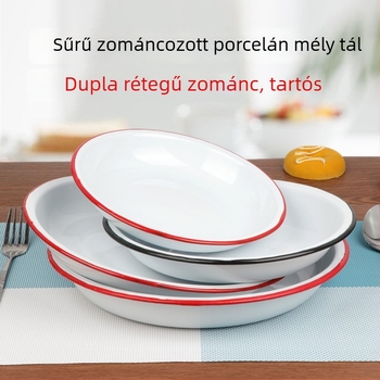 Porcelán kerek tál, egyszínű minta, japán stílus, aláglazúros felület
