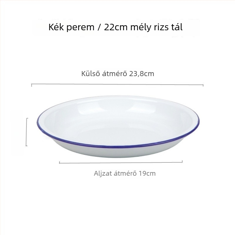 Porcelán kerek tál, egyszínű minta, japán stílus, aláglazúros felület