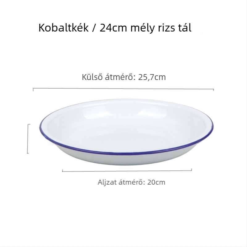 Porcelán kerek tál, egyszínű minta, japán stílus, aláglazúros felület