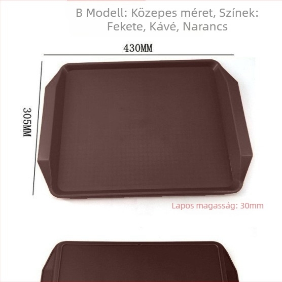 Műanyag tálaló tálcák, vastagított, csúszásmentes, négyzet alakú, 18–18,9 cm, szállodák és éttermek számára, logónyomás és testreszabás