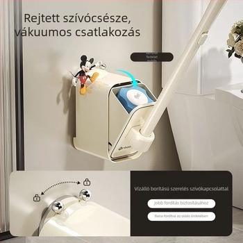 Egyszer használatos WC-kefés készlet vákuumszerelésű, falra szerelhető, műanyag, könnyű luxus stílus