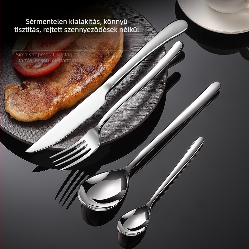 Nyugati étkészlet – steak kés, villa és kanál, rozsdamentes acél 201, tükörfényes felület, könnyű luxus retro stílus, logó nyomtatás elérhető
