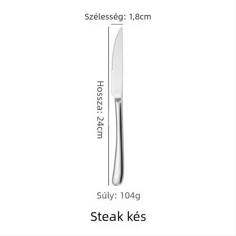 Nyugati étkészlet – steak kés, villa és kanál, rozsdamentes acél 201, tükörfényes felület, könnyű luxus retro stílus, logó nyomtatás elérhető
