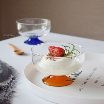 Leaves boroszilát üveg desszert tál, hőálló, kerek, modern minimalist stílus, egységes minta