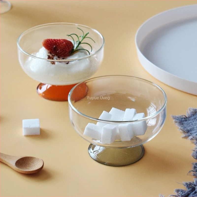 Leaves boroszilát üveg desszert tál, hőálló, kerek, modern minimalist stílus, egységes minta