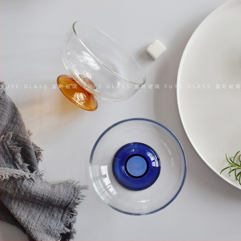 Leaves boroszilát üveg desszert tál, hőálló, kerek, modern minimalist stílus, egységes minta