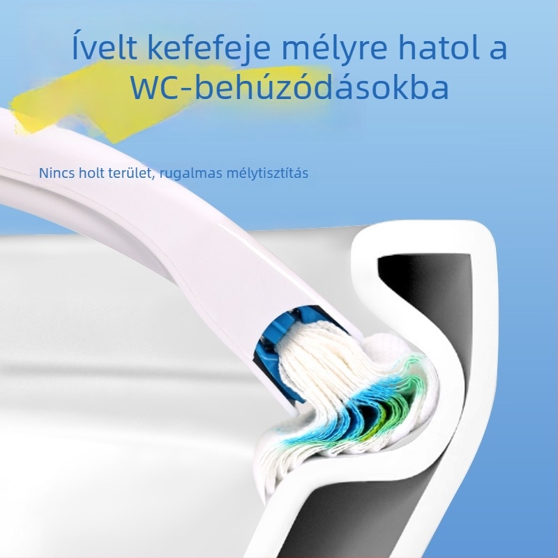 Yunlei Egyszer használható toalettkefe készlet, 1 kefe + 12 cserefej, citrom illat, műanyag