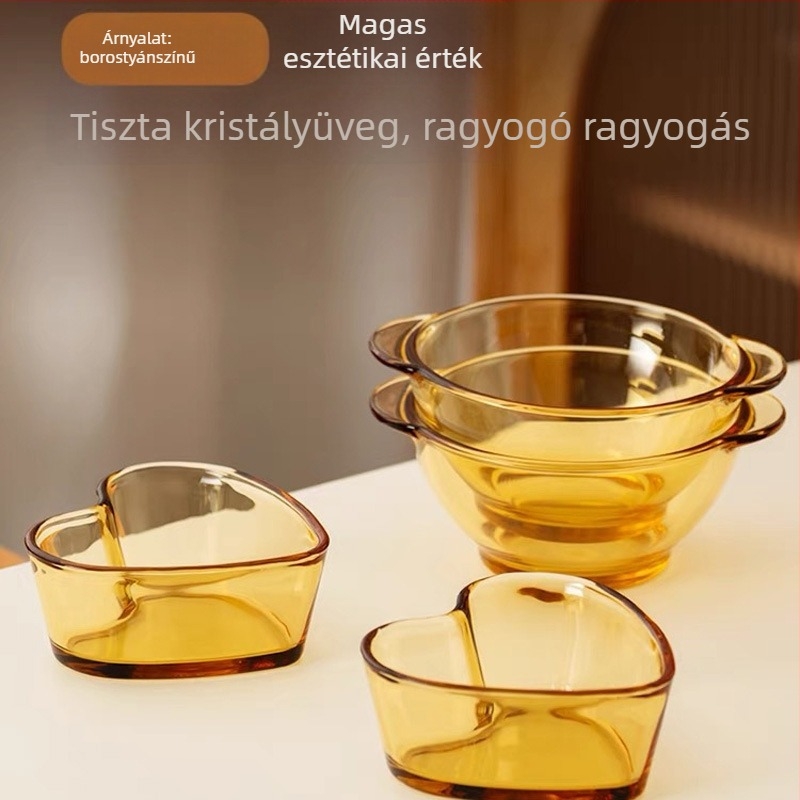 Hőálló üvegből készült gőzölő tál rizshez, dupla fogantyúval, mikróbarát