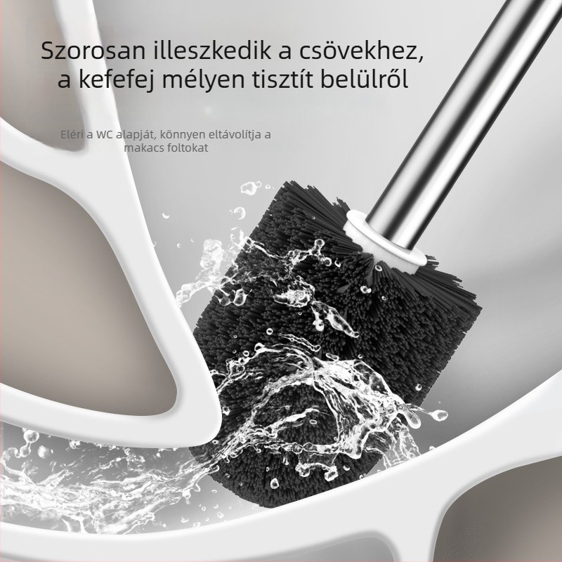 WC-kefe szett talppal és hosszú nyelemmel, holt zugok nélkül (műanyag; tartalmaz 2 kefét és 2 alapot)